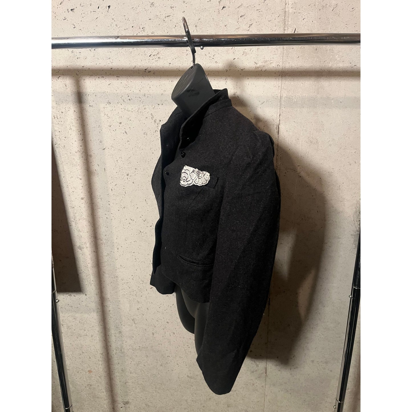 B12 Vintage Wool blazer with Lace Pocket Blazer Length 23 Sleeve Length19