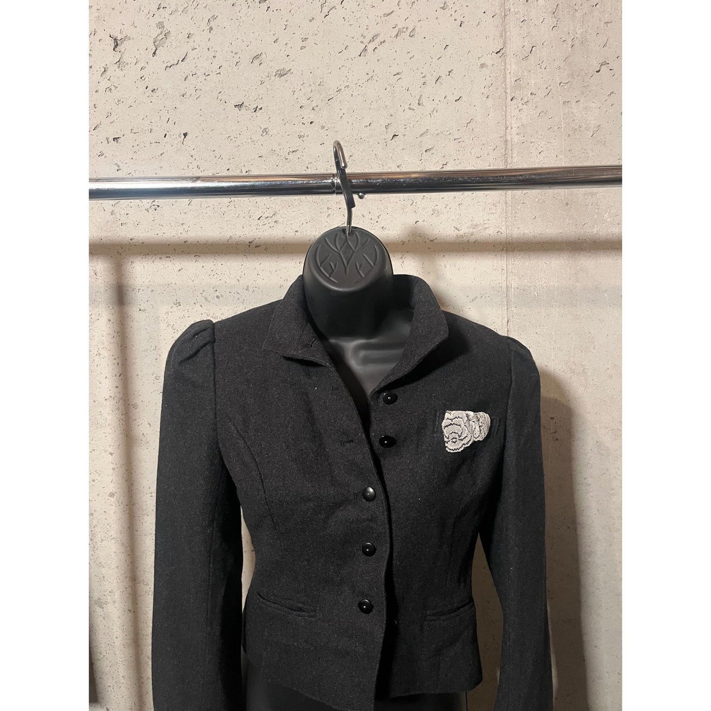 B12 Vintage Wool blazer with Lace Pocket Blazer Length 23 Sleeve Length19