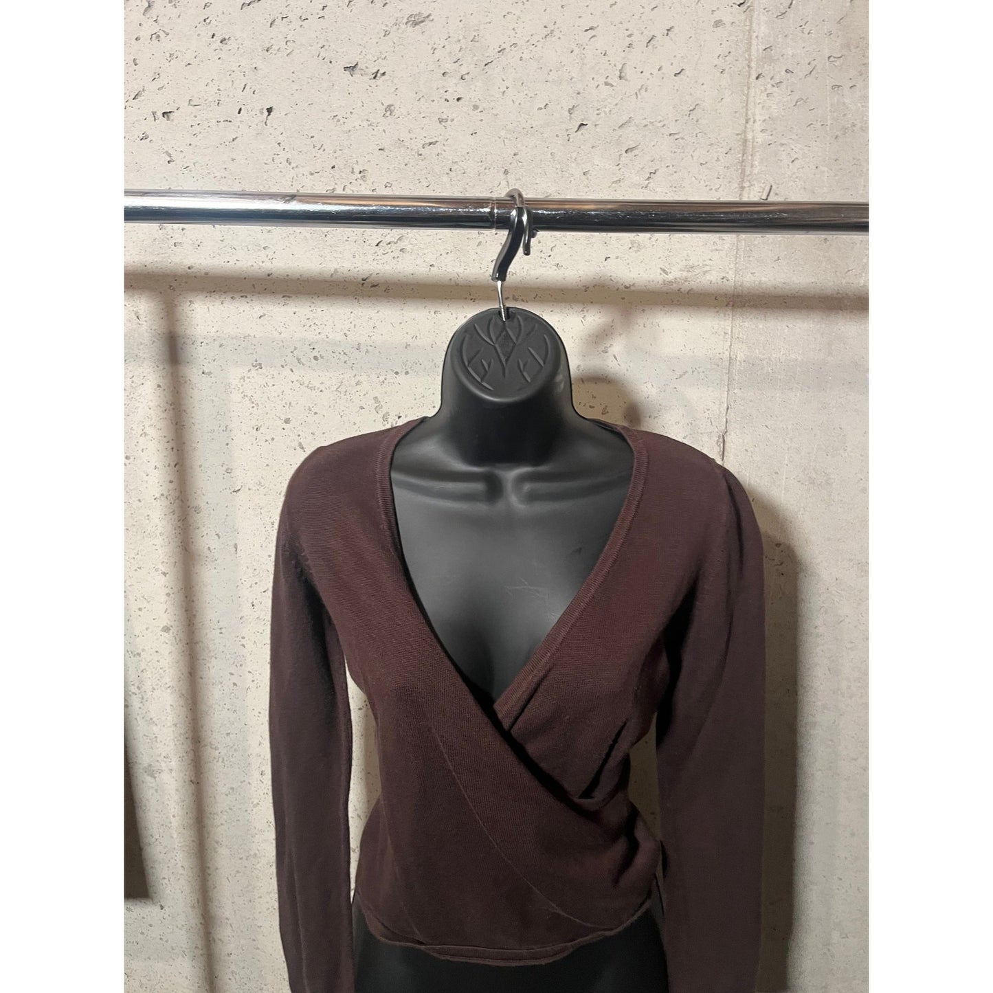 B10 Causal women brown knit Blouse Size S