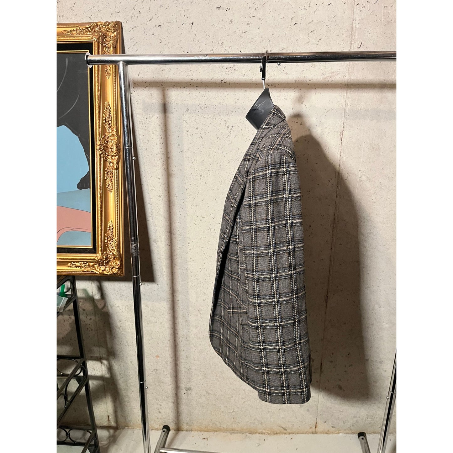 B1 Yellow, Grey Plaid Blazer Size 16