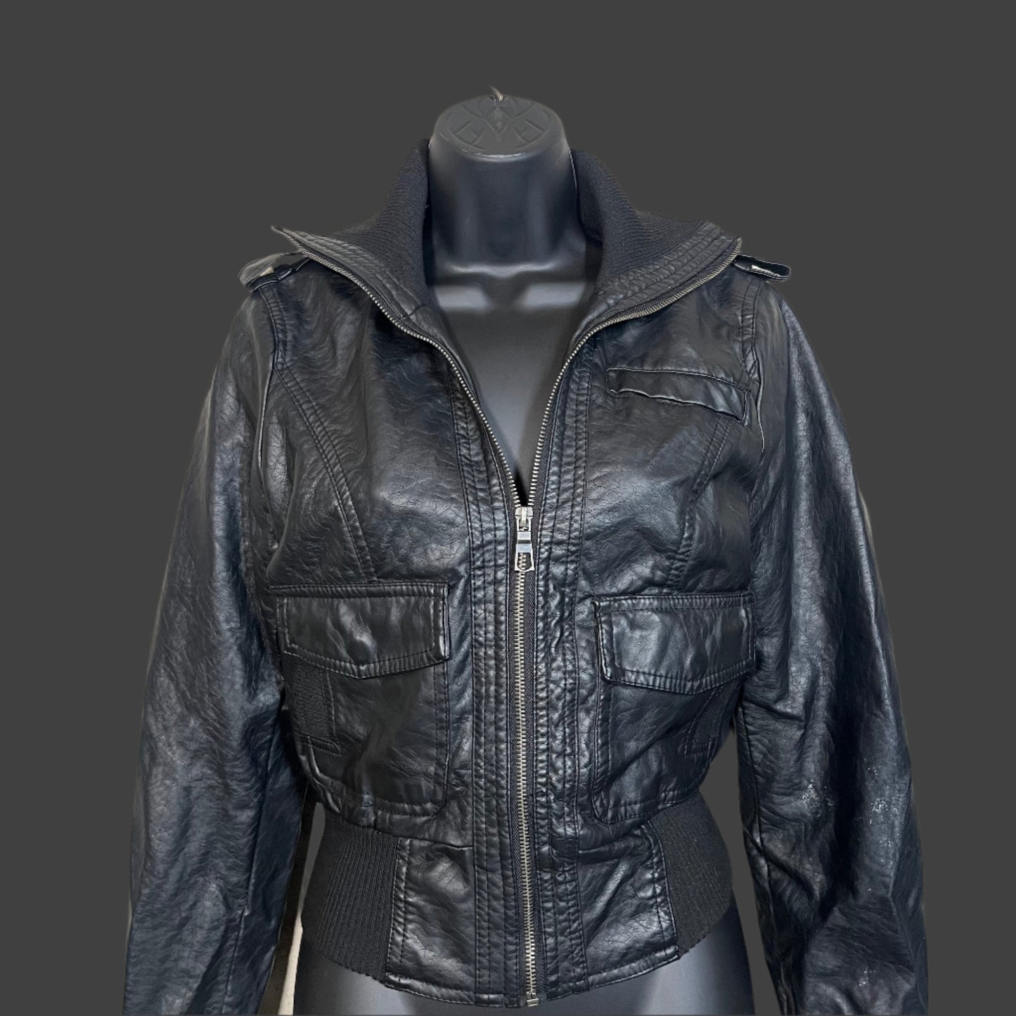 Apollo Black leather Moter Jacket Cropped