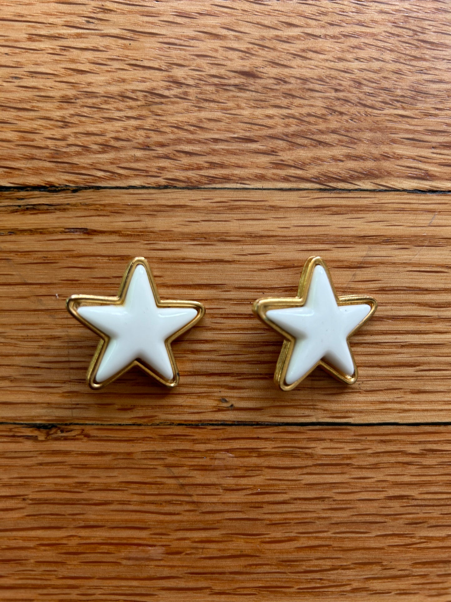Gold & Cream Star Clip On Earrings