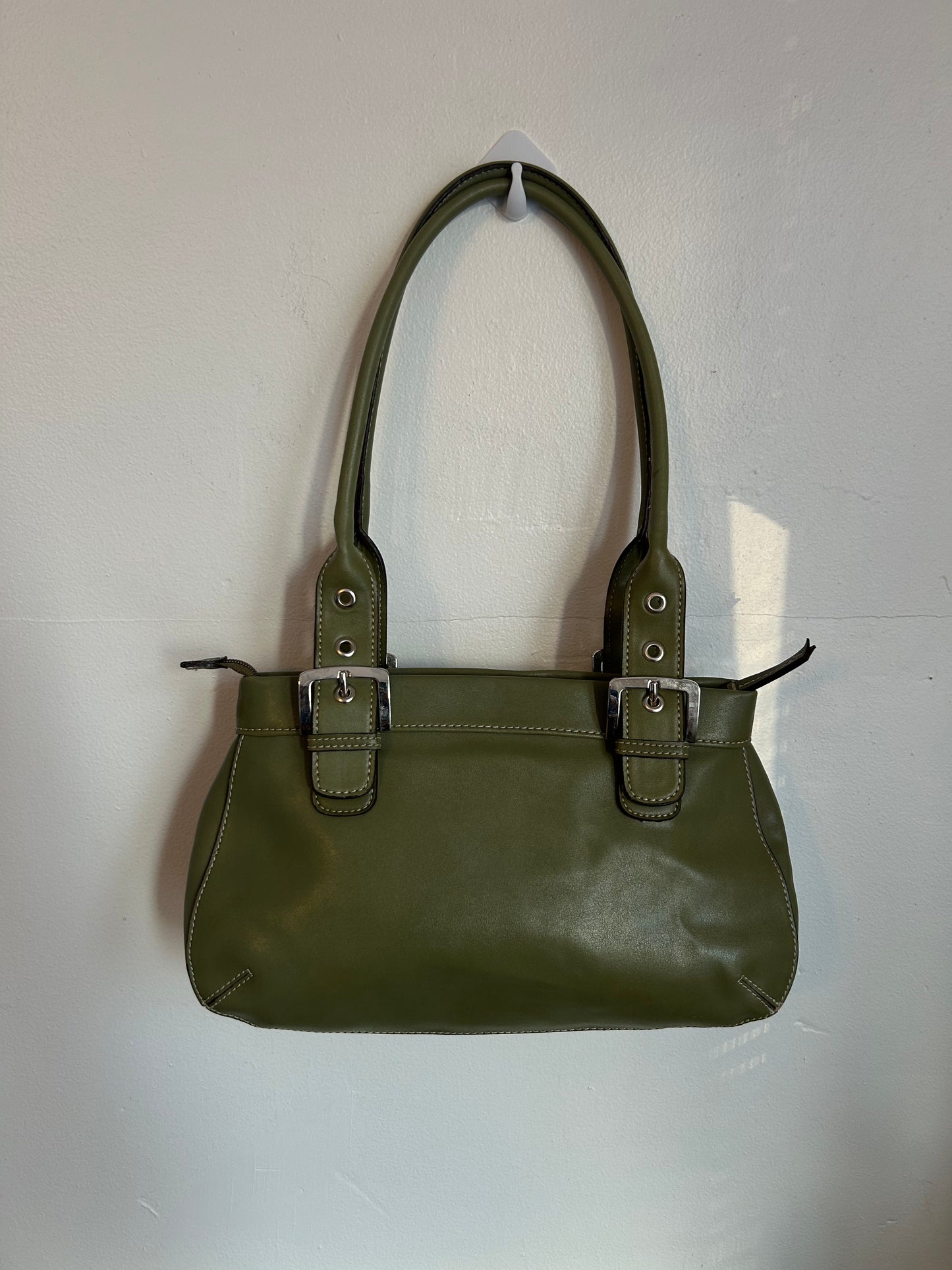 Green Leather Buckle mini tote bag