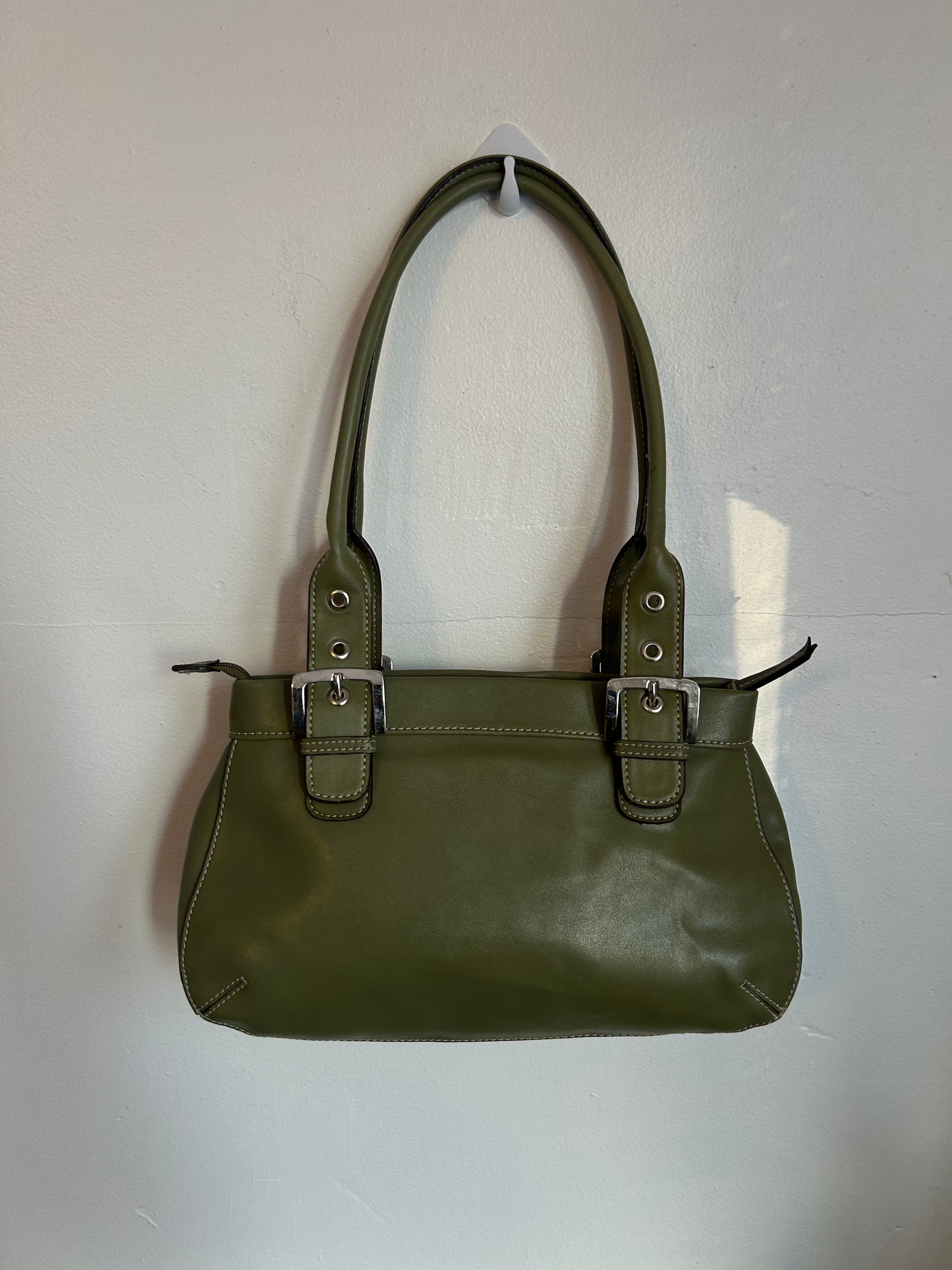 Green Leather Buckle mini tote bag