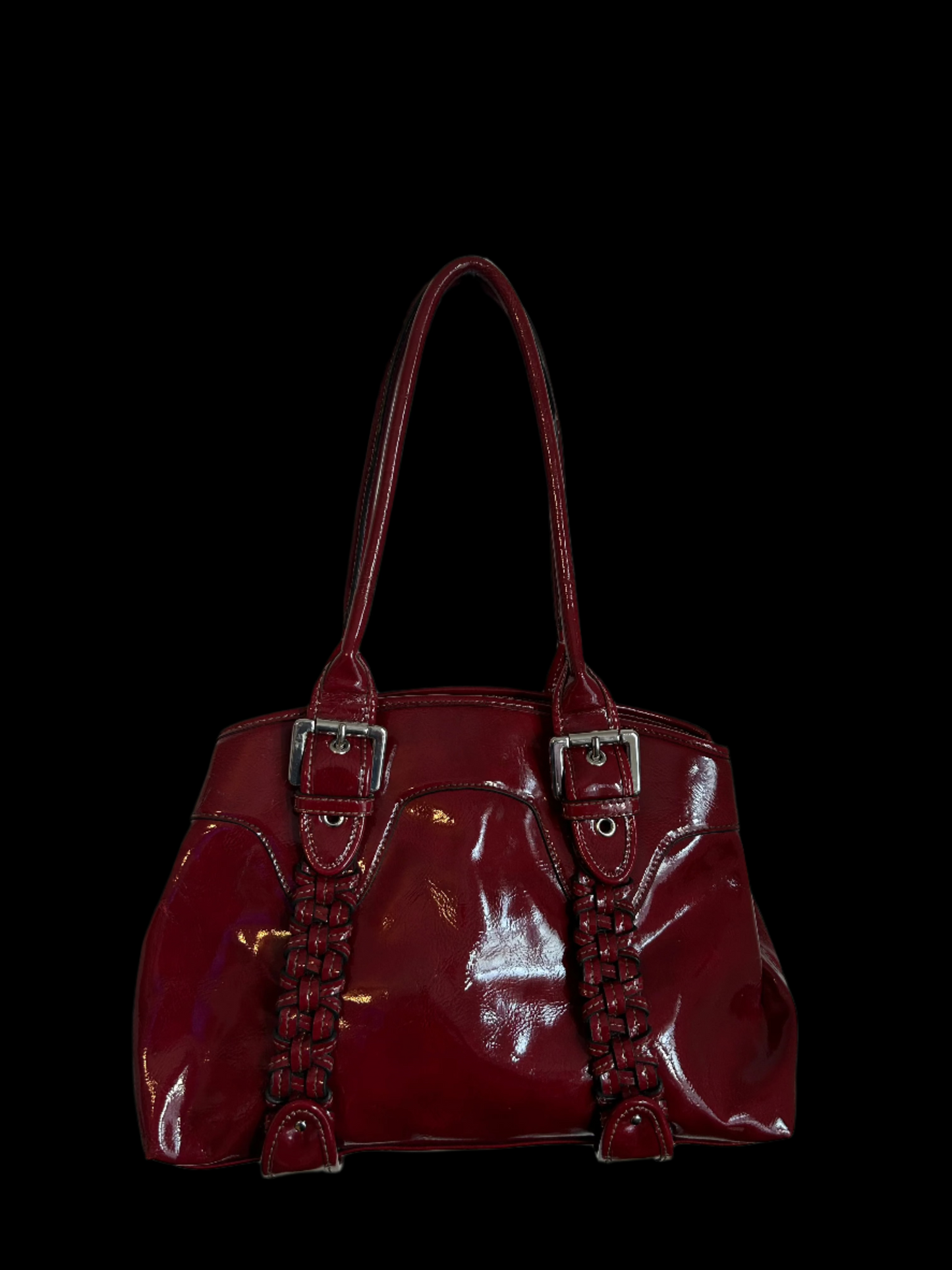 Red Leather Buckle Mini Tote purse