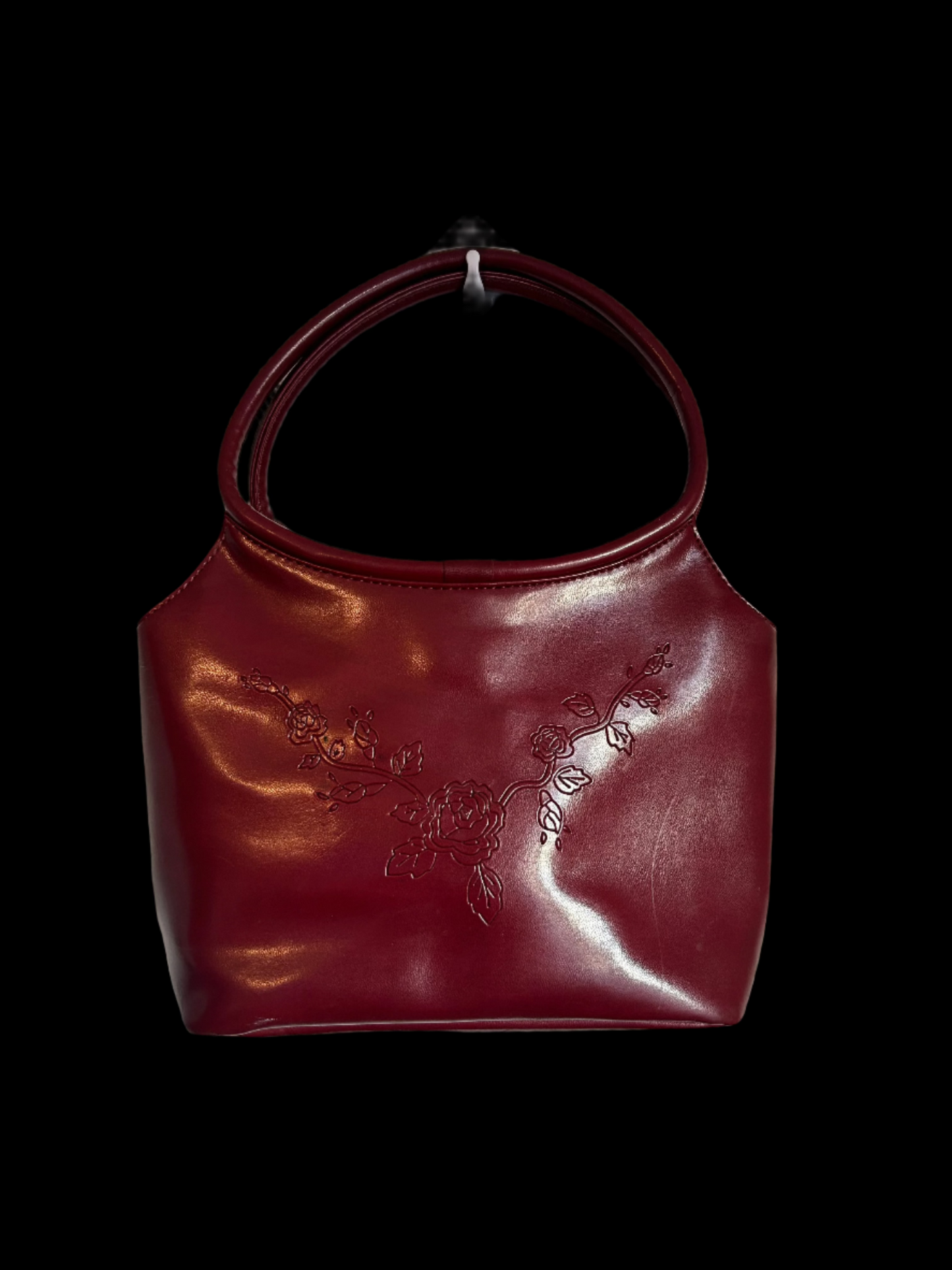 Red Leather Flower Print Purse