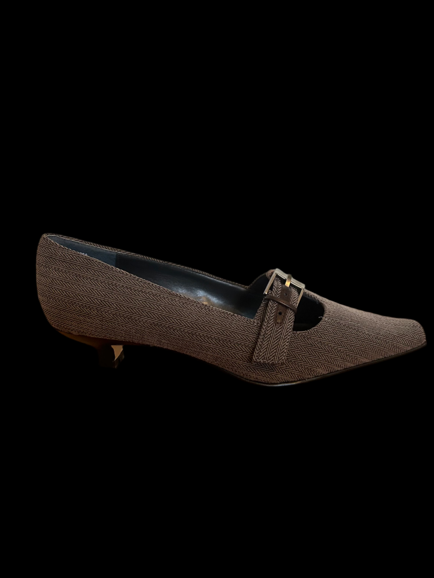PARADE Pointy Toe Kitten Buckle Heel