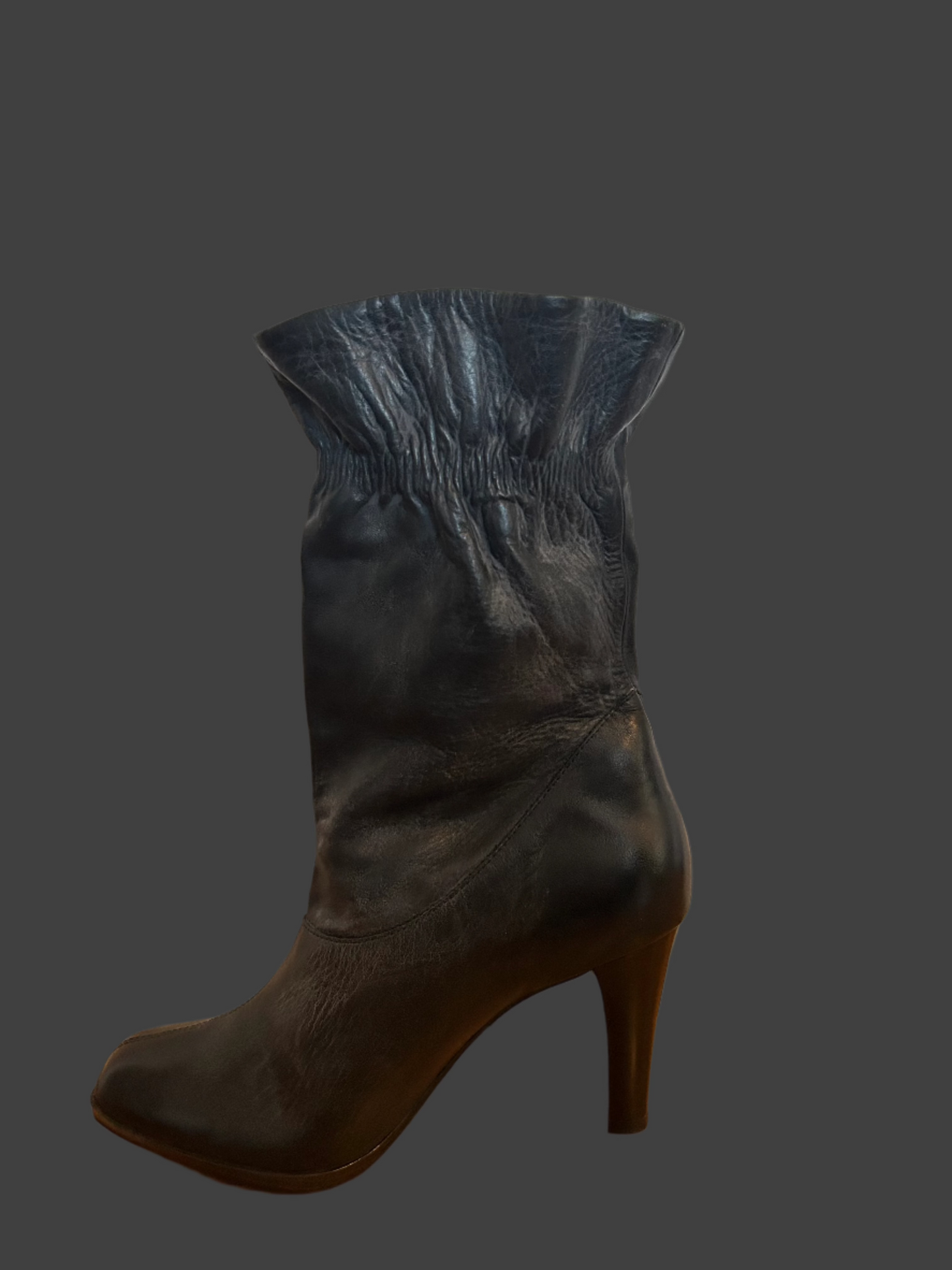 Black Leather Framed Ankle Boots