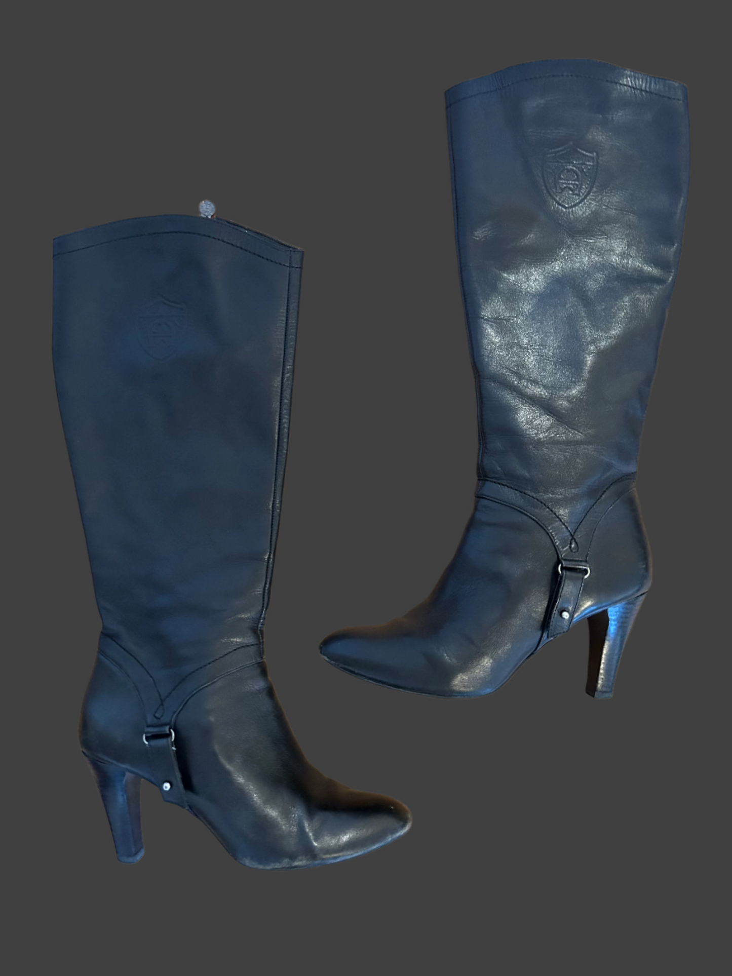 Black Etienne Aigner Leather Tall Riding Boots `