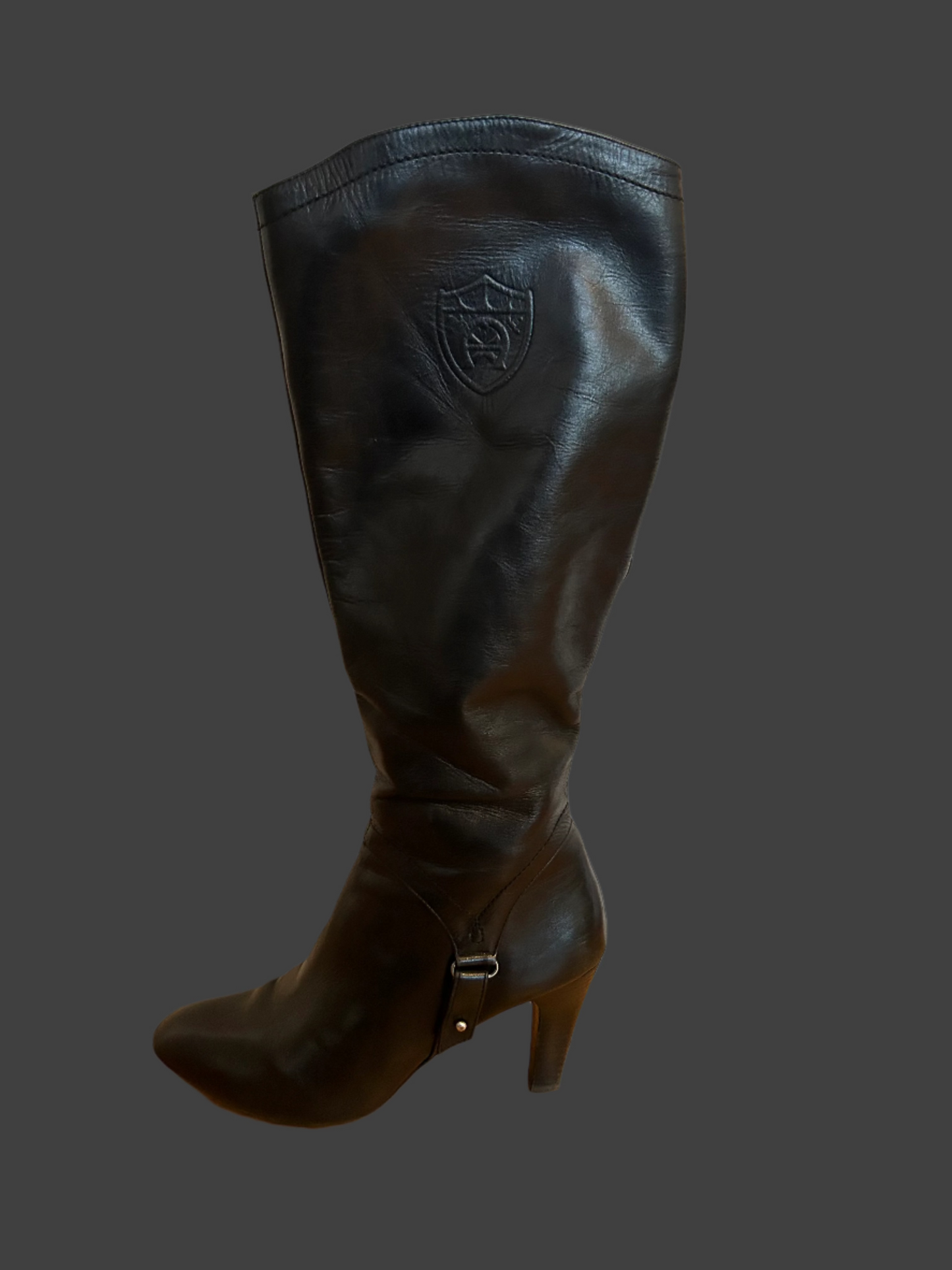 Black Etienne Aigner Leather Tall Riding Boots `