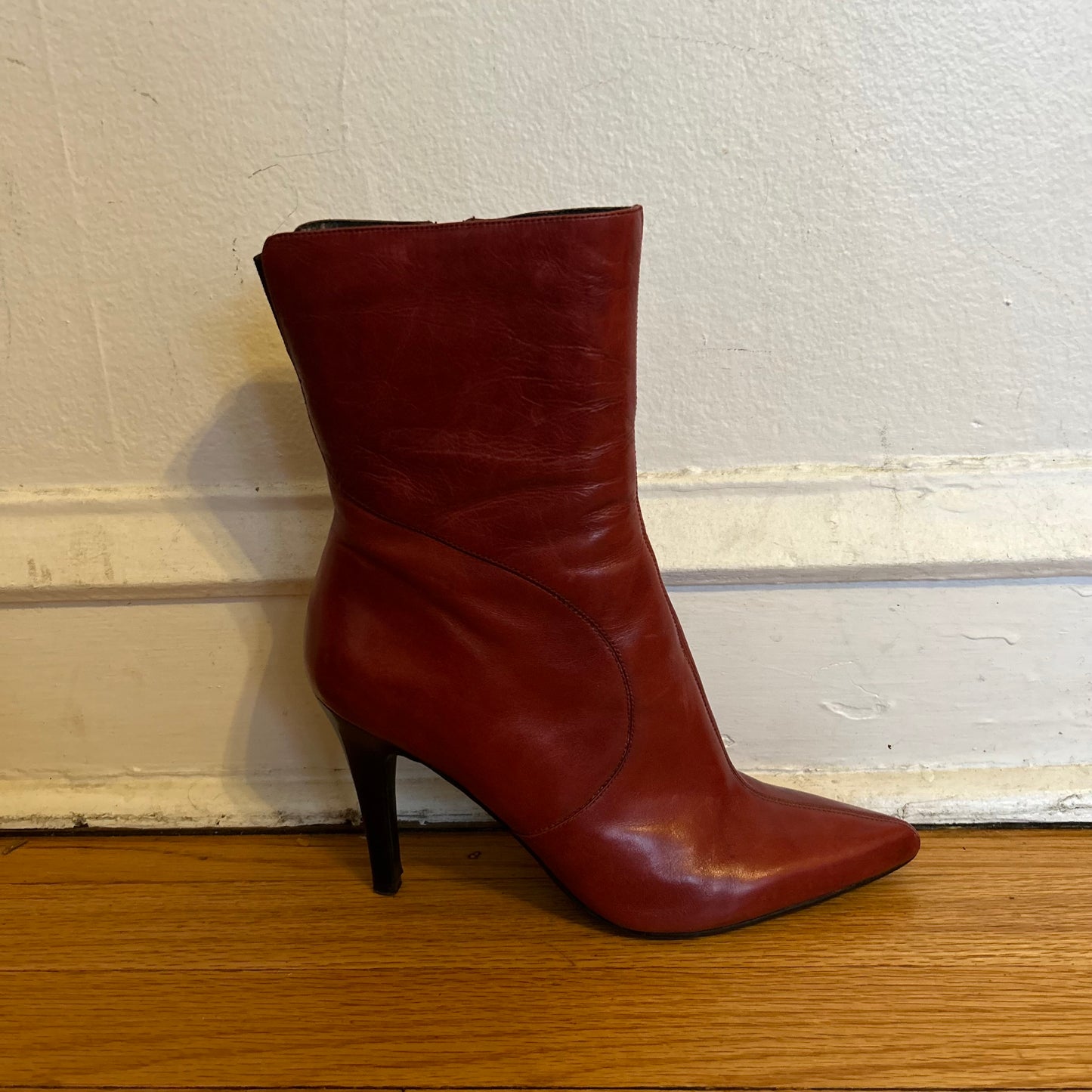 Nine West Red Leather Ankle Boot