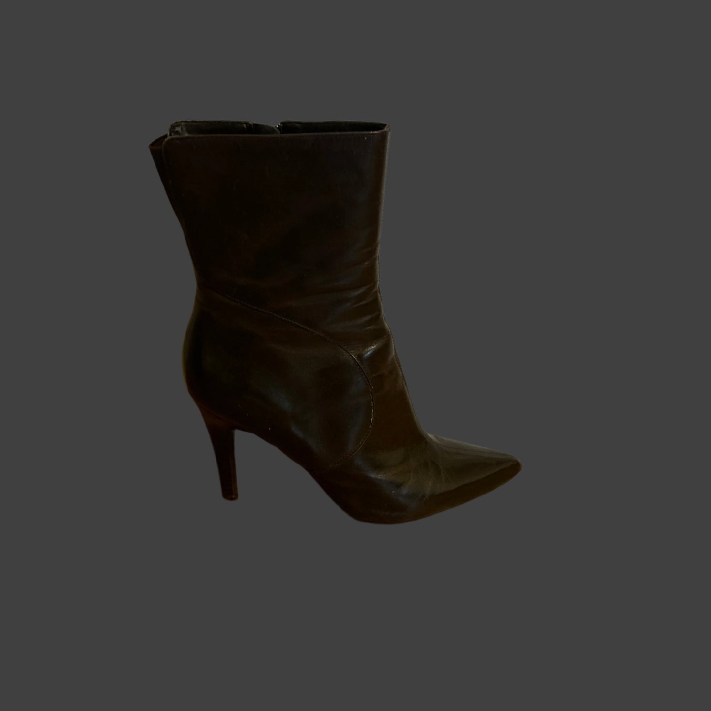 Nine West Dark Greenish Brown Leather Ankle Boot