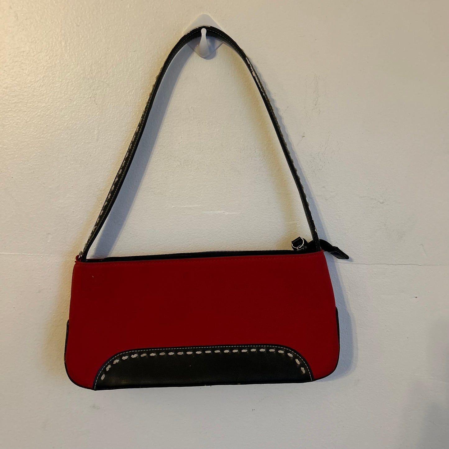 Red Mini Fabric Contrast Purse