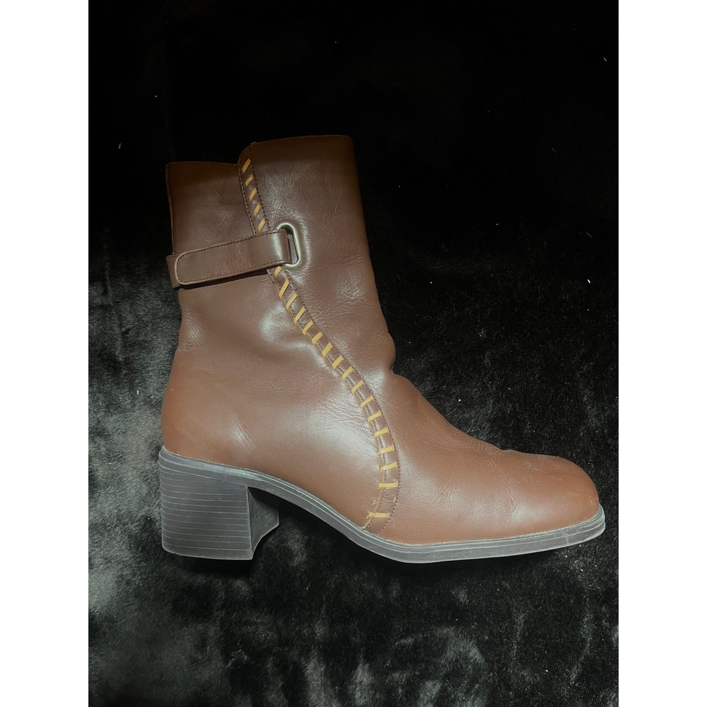 E1 Brown Leather Ankle Boots Size 8W