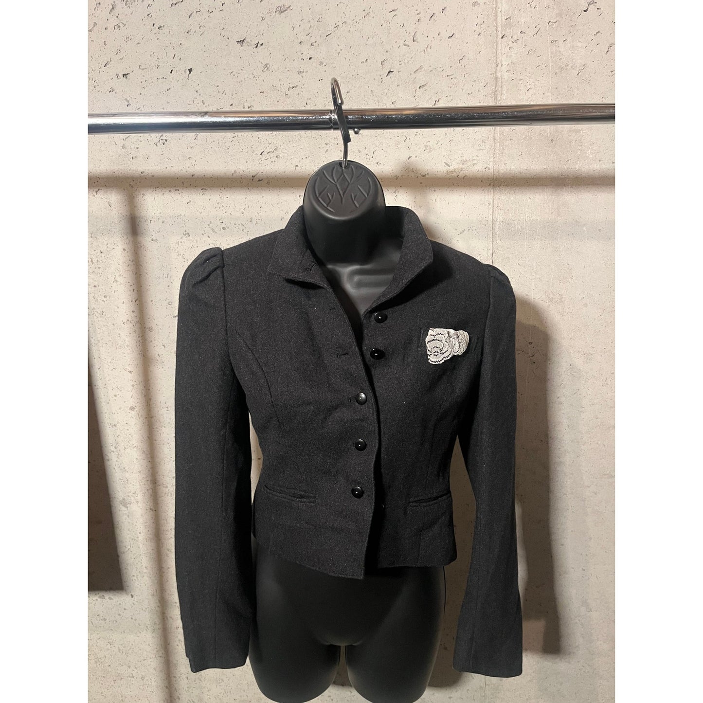 B12 Vintage Wool blazer with Lace Pocket Blazer Length 23 Sleeve Length19