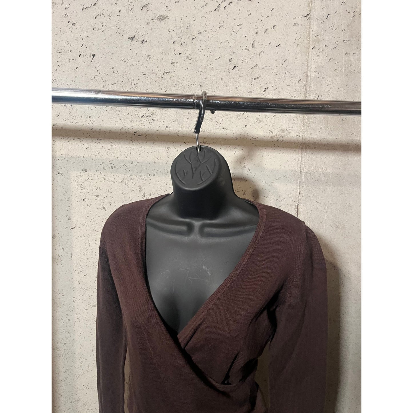 B10 Causal women brown knit Blouse Size S