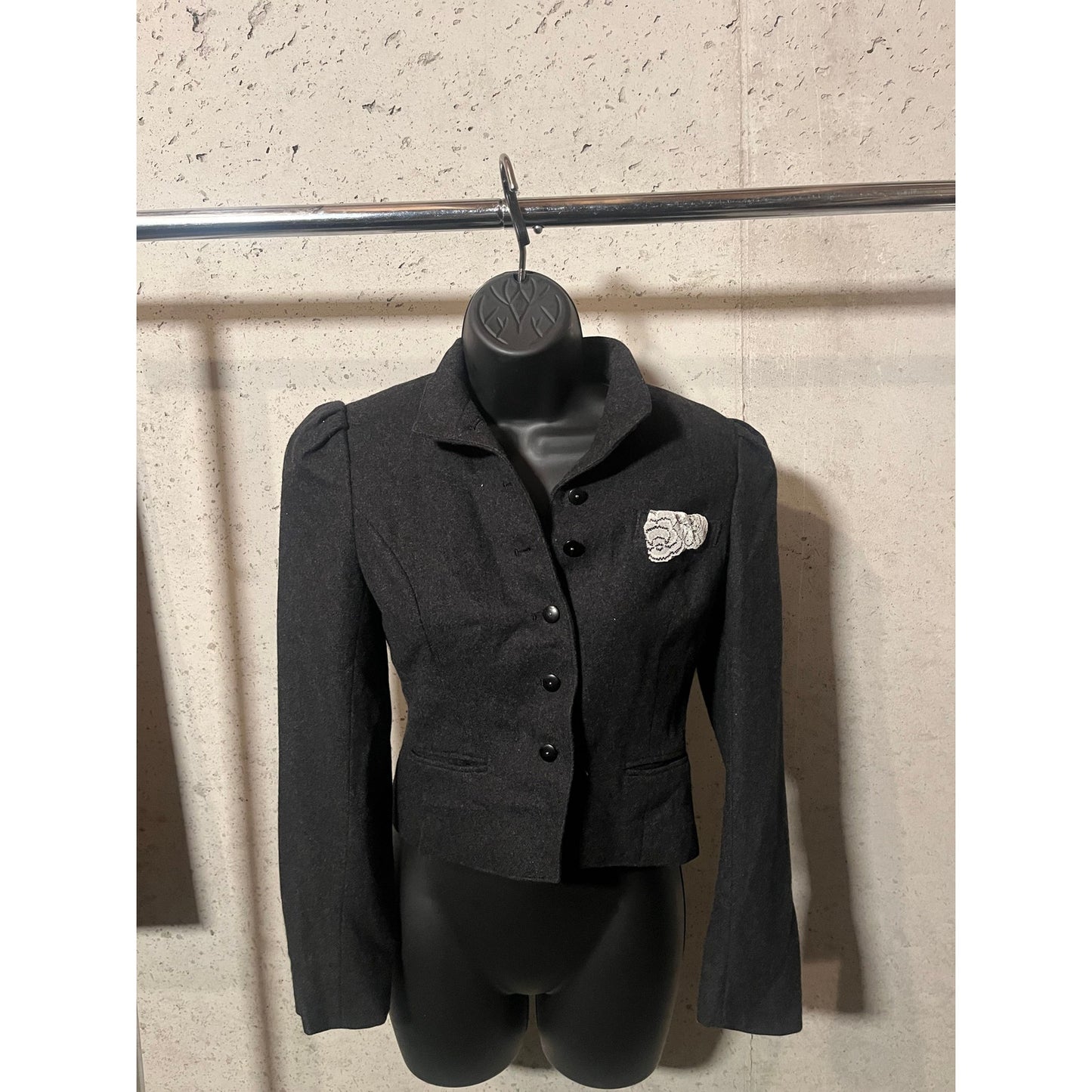 B12 Vintage Wool blazer with Lace Pocket Blazer Length 23 Sleeve Length19