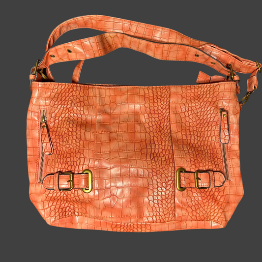 orange leather buckle purse