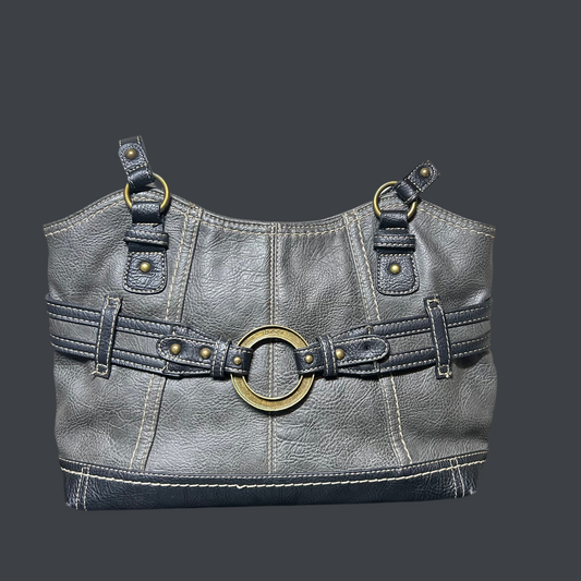 buckle leather grey purse