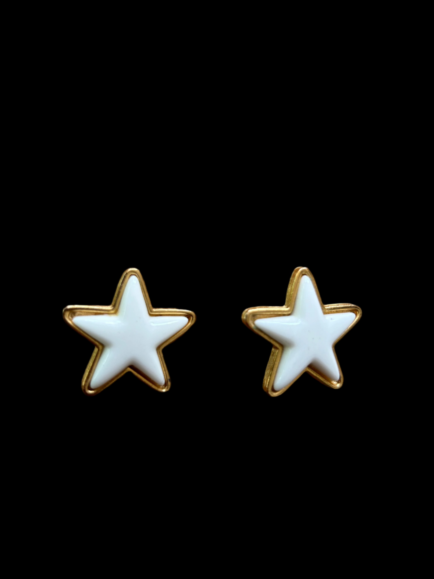 Gold & Cream Star Clip On Earrings