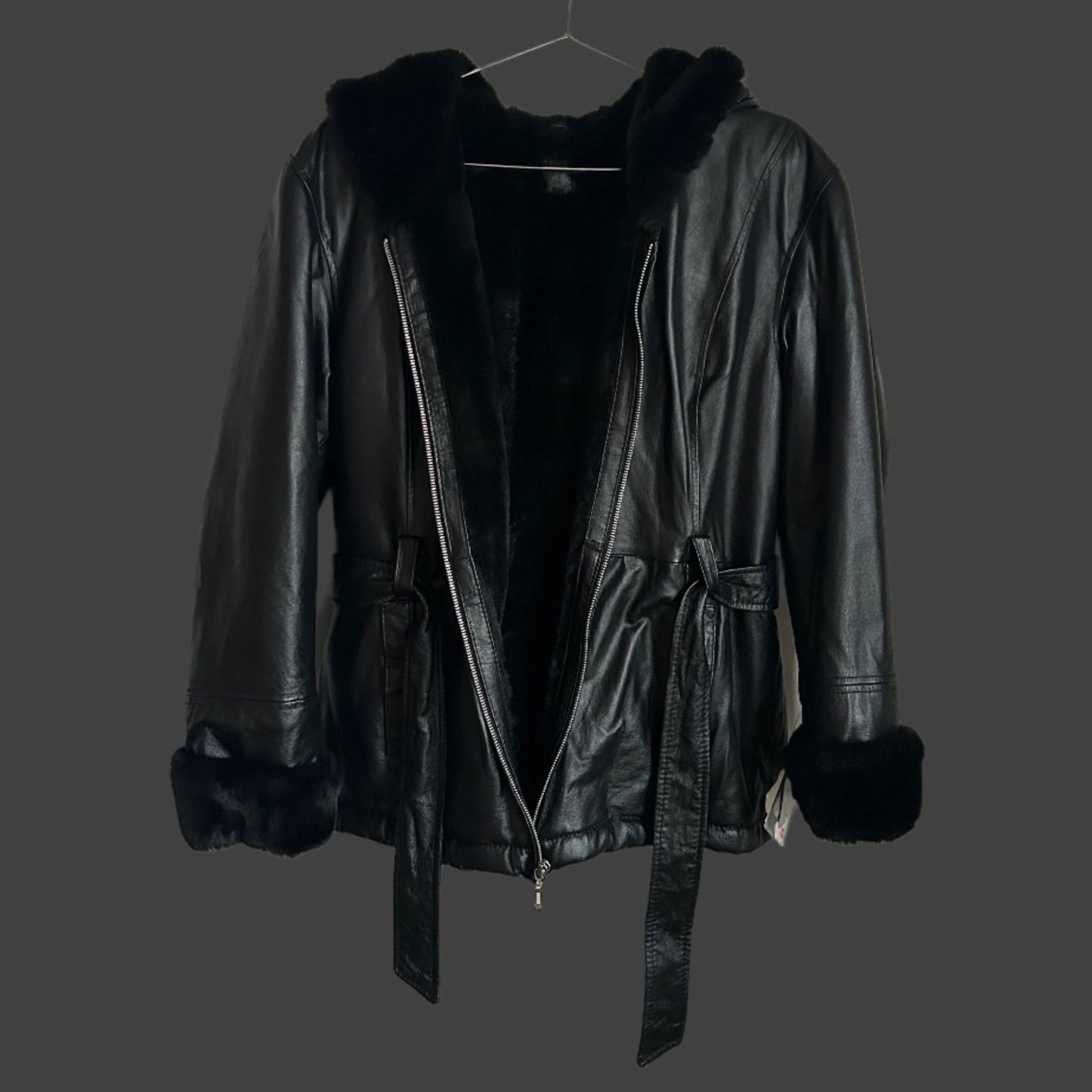 Black Wilsons Leather & Fur Coat