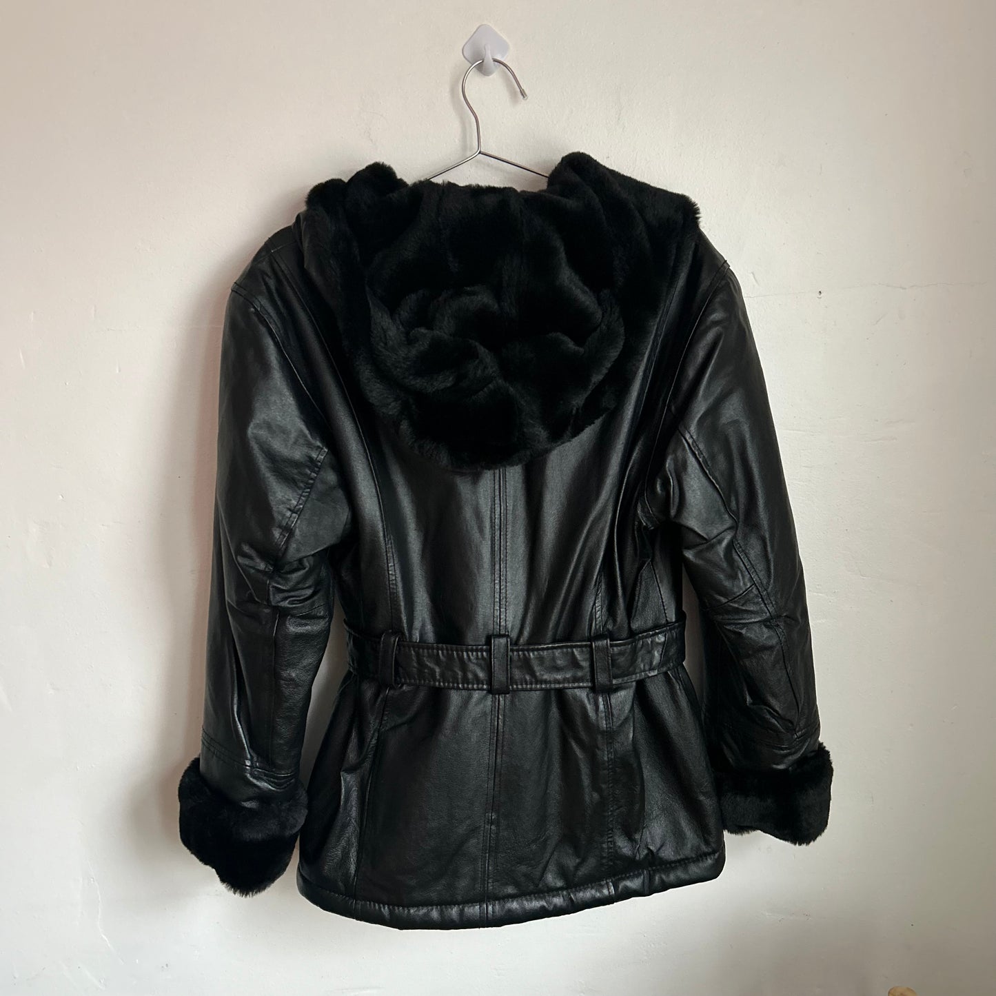 Black Wilsons Leather & Fur Coat